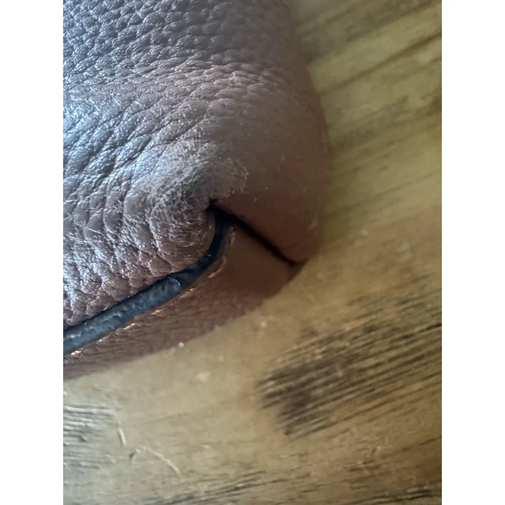 Cole Haan Brown Pebbled Leather Crossbody Bag Adjustable Strap Zip Pockets